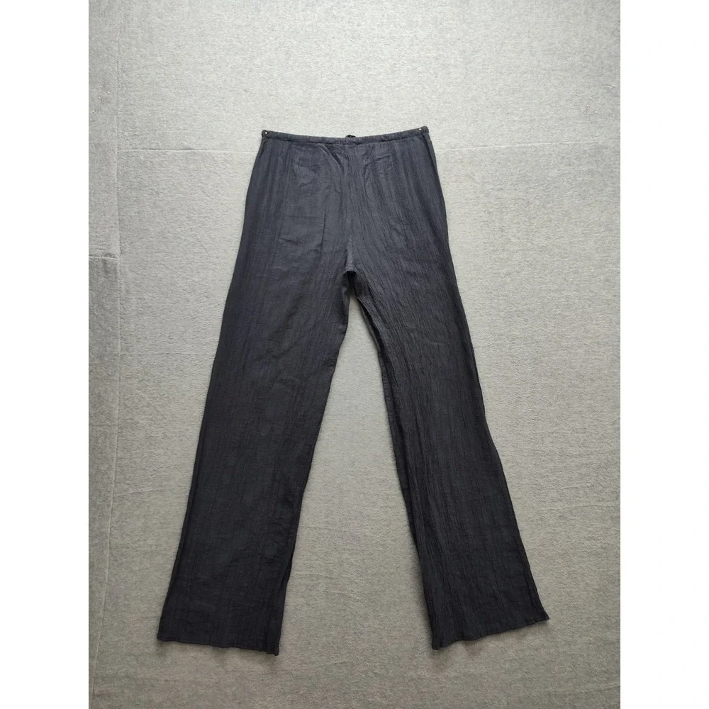 Zara Women Pants XS Dark Blue Drawstring Waist Pockets High Rise Comfort Casual